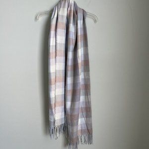 New Eddie Bauer Hyacinth Plaid Stine's Favorite Flannel Scarf Fringed